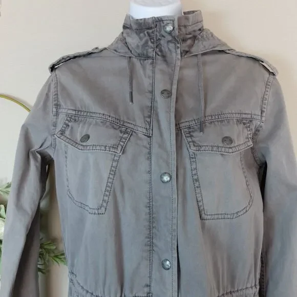Talula Hooded Utility Jacket Washed Gray Size XXS - Picture 2 of 11